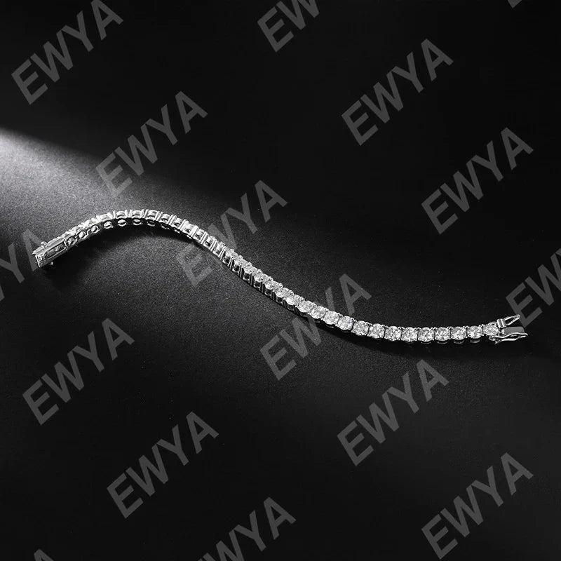 New In Real D Color Full 2mm 0.03CT Moissanite Tennis Bracelet For Women S925 Silver Plated 18K Diamond Link Bracelets Gift