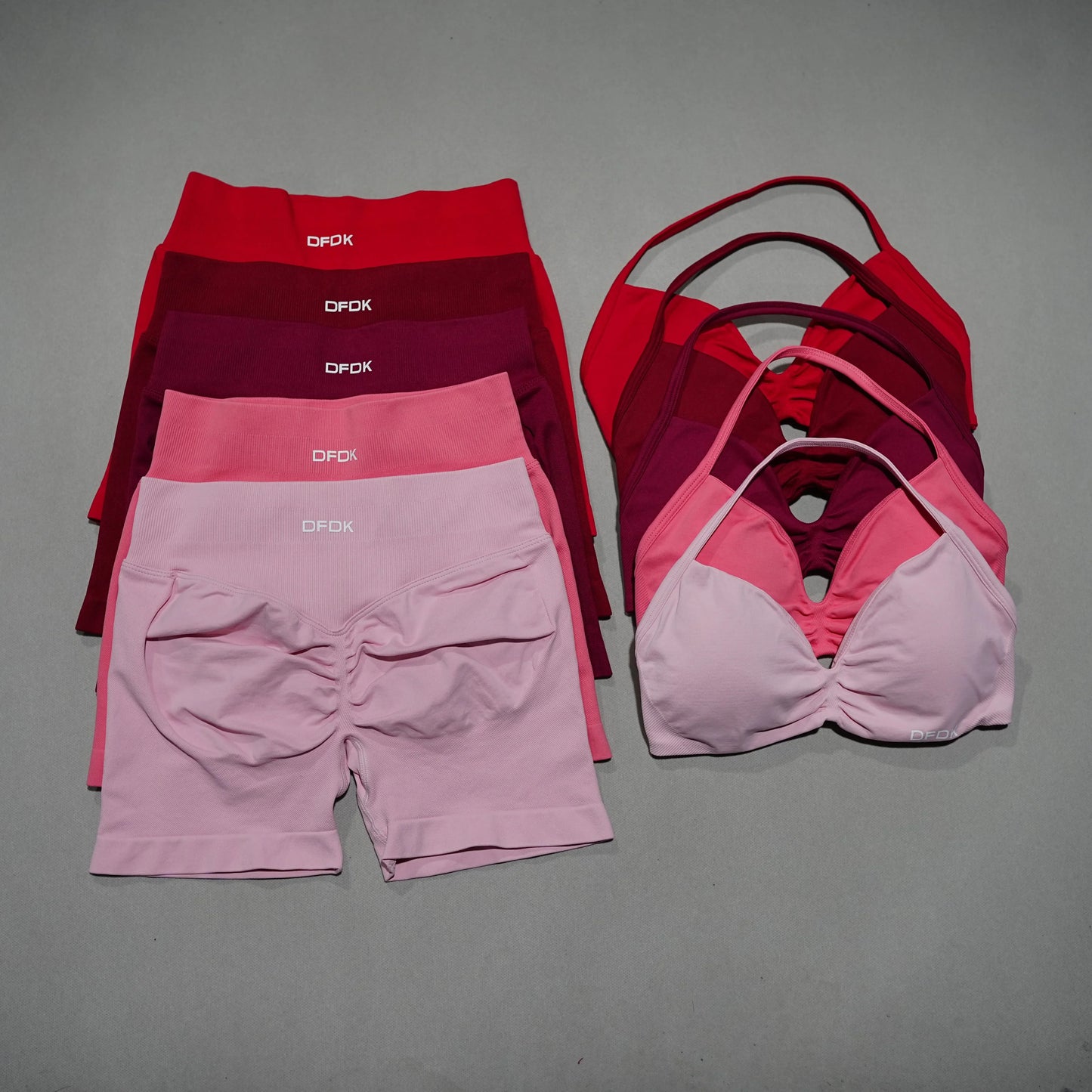 DFDK Women 2PCS Fitness Sports Set Lace Up Yoga Bra High Waist Short Leggings Seamless Cycling Running Workout Activewear