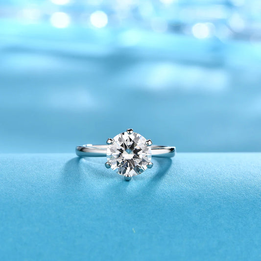1ct 2ct 3ct Moissanite Ring Round Brilliant Diamond Test Passed 925 Sterling Silver Diamond Solitaire Rings for Women