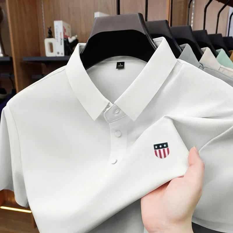 New Polo Shirt For Man Summer Short Sleeves Lapel Printing Trend Brand T-Shirt Business Leisure Ventilate Versatile Men's Wear