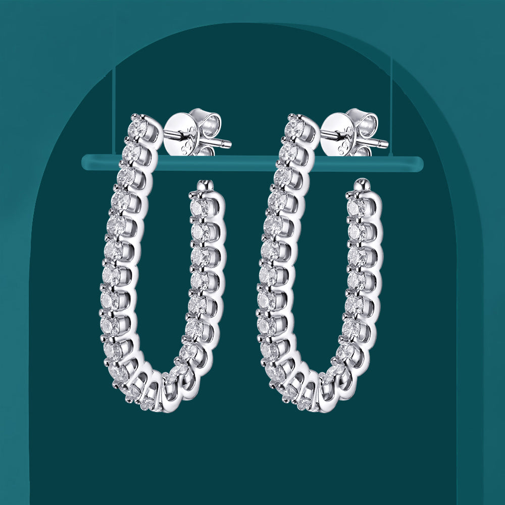2.2mm Full Moissanite Hoop Earrings S925 Sterling Silver Sparkling Diamond Stud Earring With Certificate Original Fine Jewelry