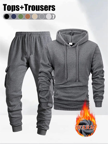 2025 Autumn/Winter Men's jogging Fitness sportswear Set Fashionable Casual Long-sleeved Sweatshirt + Casual Pants 2-piece Sets