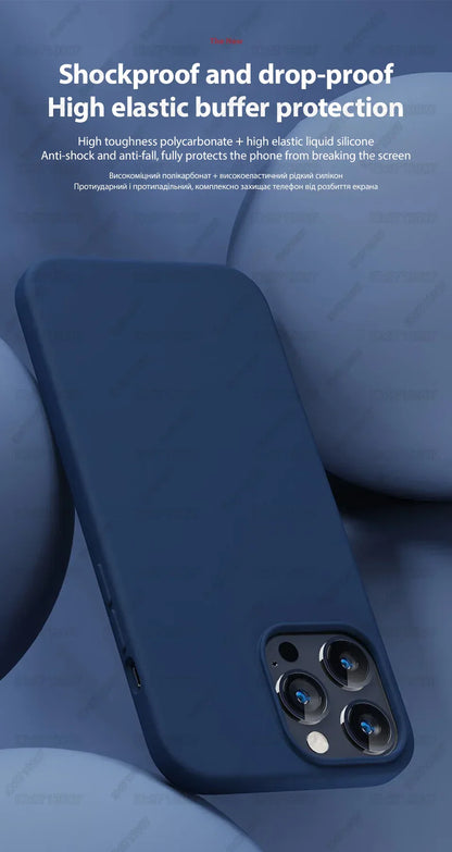 Original Magnetic Liquid Silicone Shockproof Case For iPhone 16 11 12 14 13 15 Pro Max 16 Plus For Magsafe Wireless Charge Cover