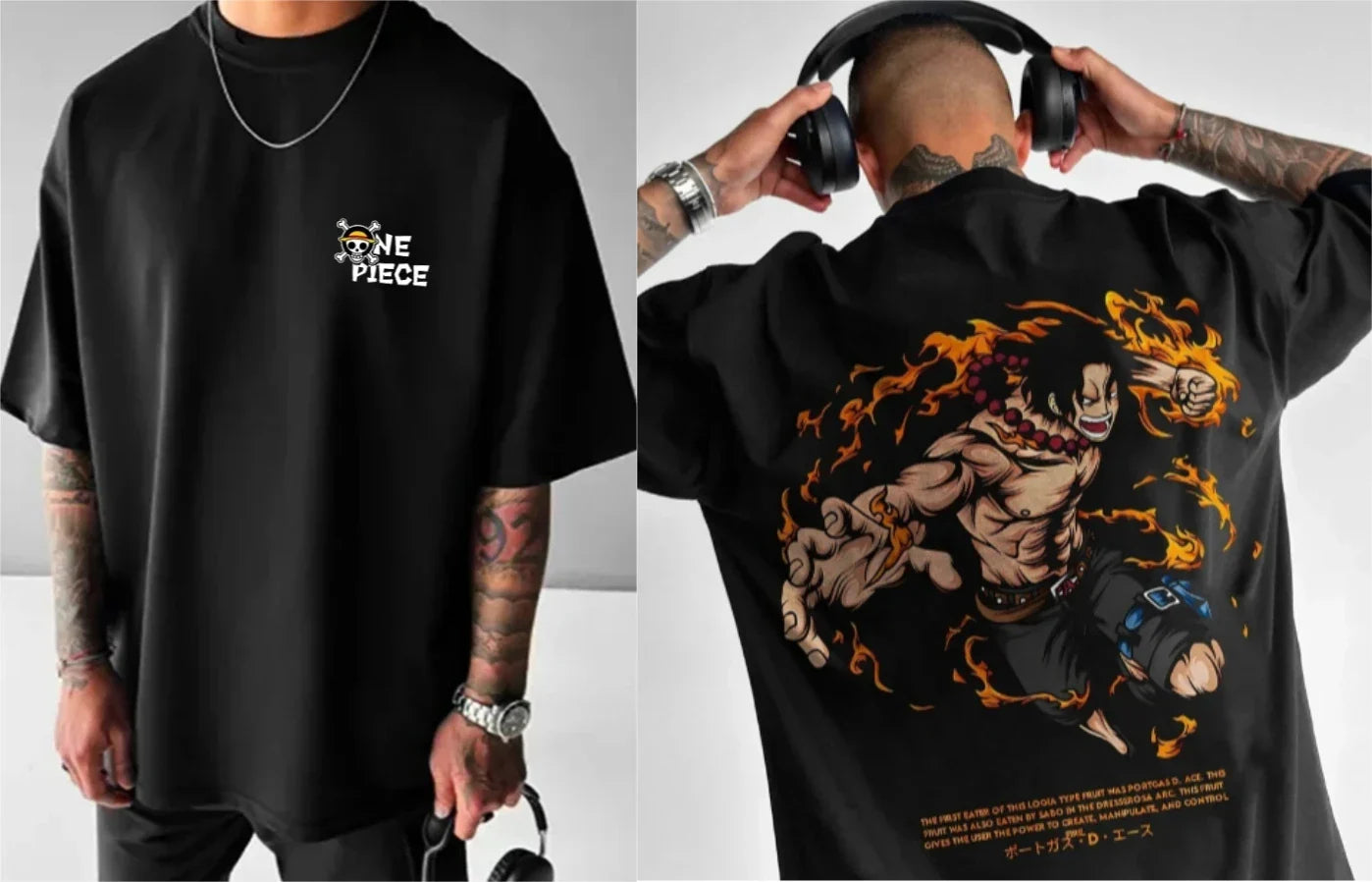 ONE PIECE Anime Peripheral Clothes Classic Comic T-Shirt Short Sleeve Crew Neck Summer Men's and Women's Couples