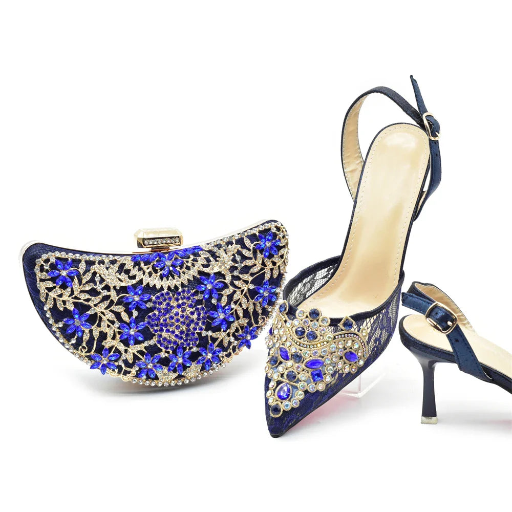 Latest Party Shoes and Bags To Match for Nigerian Wedding Pumps Bride Luxury African Shoe and Bag Set for Party in Women