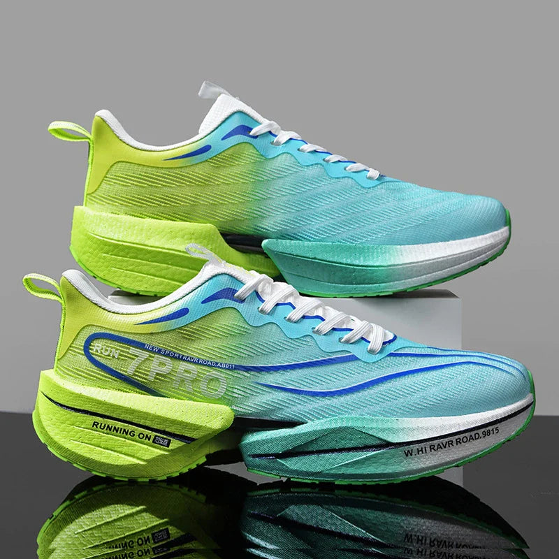 Men's Carbon Plate Sneakers Outdoor Soft Sole Mesh Sports Shoes Running Shoes Light Anti-Slip Casual Couple Tennis Shoes