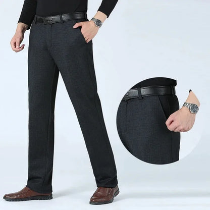 Autumn Summer New Men's Slim Business Pants Fashion Stretch Thicken Casual Trousers Brand Solid Pant Black Navy Plus Size GOZBKF