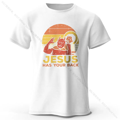 Funny Jesus Printed 100% Cotton T-Shirt, Soft & Breathable Round Neck Short Sleeve Tee, Unisex Quirky & Humorous Style