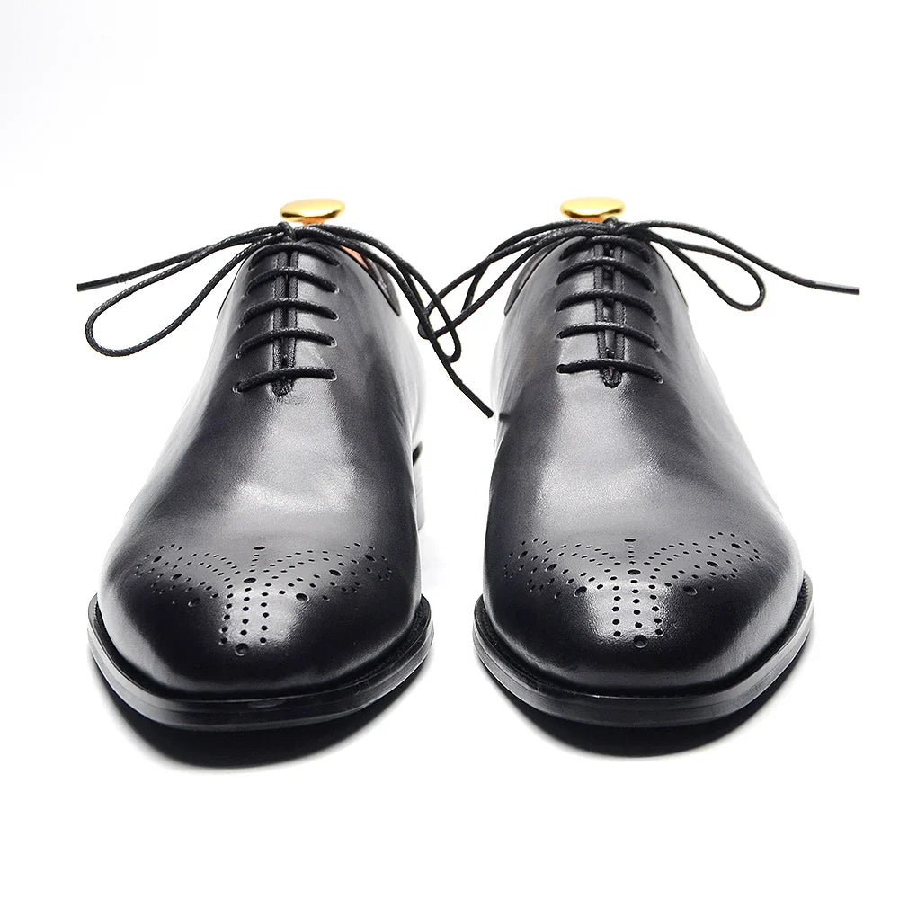 Luxury Classic Mens Oxford Dress Shoes Whole Cut Genuine Leather Handmade Lace-up Formal Shoe for Men Wedding Business Office