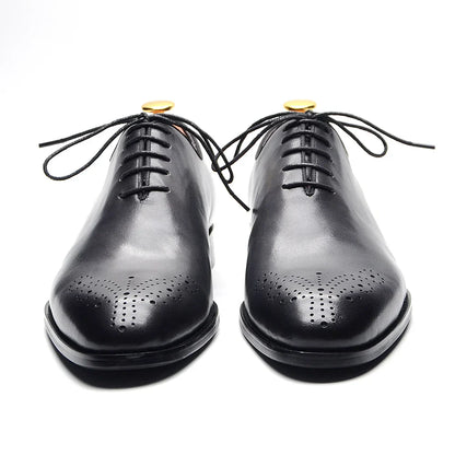 Luxury Classic Mens Oxford Dress Shoes Whole Cut Genuine Leather Handmade Lace-up Formal Shoe for Men Wedding Business Office