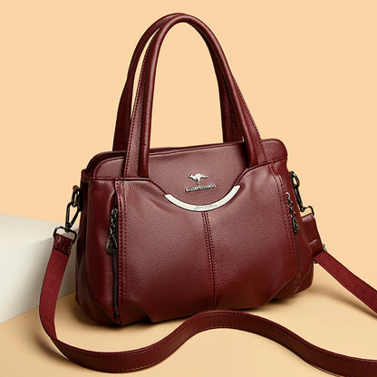 2024 New Multi Pocket Women's Handbag High Quality Soft Leather Female Shoulder Bag Luxury Designer Girl Tote Bolsas Sac A Main