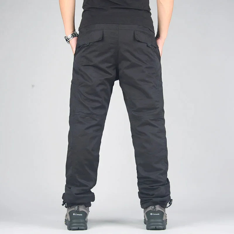 Men's Fleece Cargo Pants Winter Plush Tactical Pants Casual Joggers 3XL Korean Loose Hiking Running Warm Thermal Trousers
