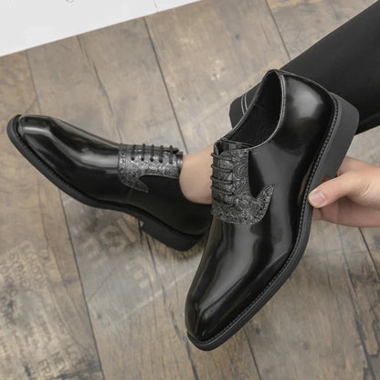 Fashion Designer New Men's Pointed Lace Up Oxford Shoes Male Wedding Dress Homecoming Formal Wedding Footwear
