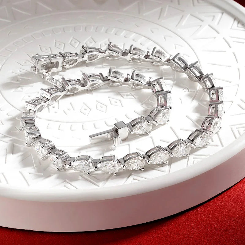 3*5MM D Color Full Water Water Drop Moissanite Bracelet 100% 925 Sterling Silver For Women Party Fine Jewelry