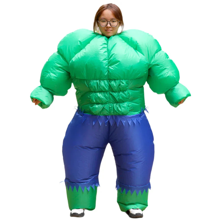 Adult Thick US Team Inflatable Suit Green Muscle Style Cosplay Stage Performance Costume
