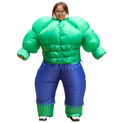 Adult Thick US Team Inflatable Suit Green Muscle Style Cosplay Stage Performance Costume