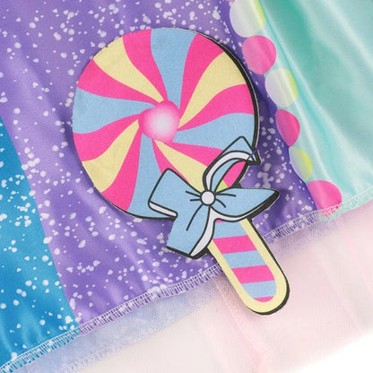 Girls Candy Fairy Lollipop Cosplay Costume Toddler Carnival Purim Rainbow Vestidos Girls Birthday Party Long Short Sleeves Dress