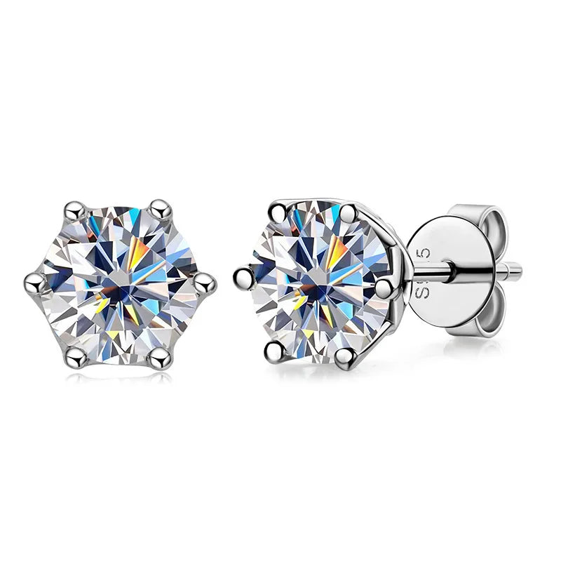 Real 1 CT D Color Moissanite Stud Earrings For Women Top Quality 925 Sterling Silver Sparkling Wedding Jewelry