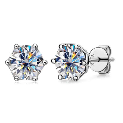 Real 1 CT D Color Moissanite Stud Earrings For Women Top Quality 925 Sterling Silver Sparkling Wedding Jewelry