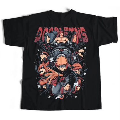 MINISO 2026 Summer Japanese Anime Hatake Kakash Uzumaki Naruto Akatsuki Short Sleeved T-shirt Suitable for Both Men and Women