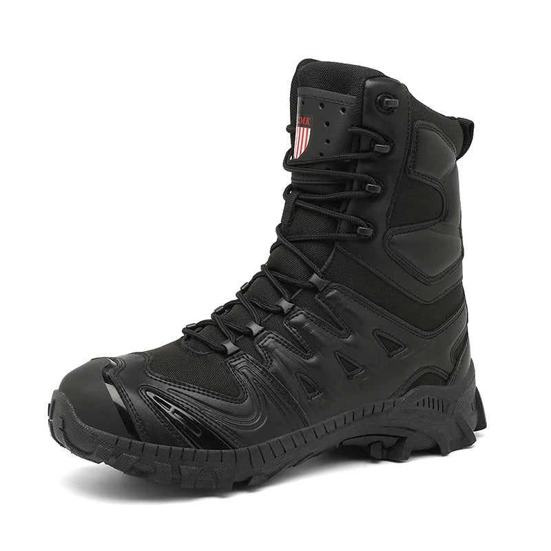 Men's trend high-top outdoor boots four seasons non-slip comfortable hiking boots professional protective tactics training boots