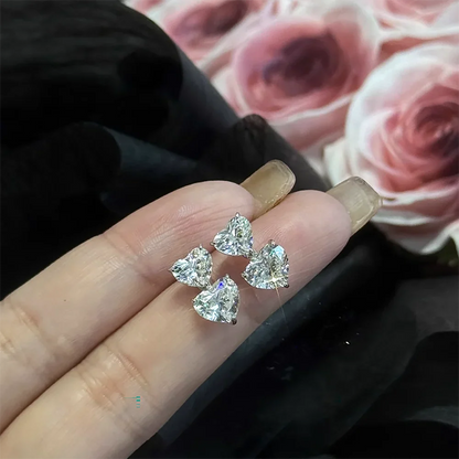 Double Heart Cut Moissanite Diamond Drop Earrings with Gra Certificates 925 Sterling Silver Stud Earring for Women Fine Jewelry