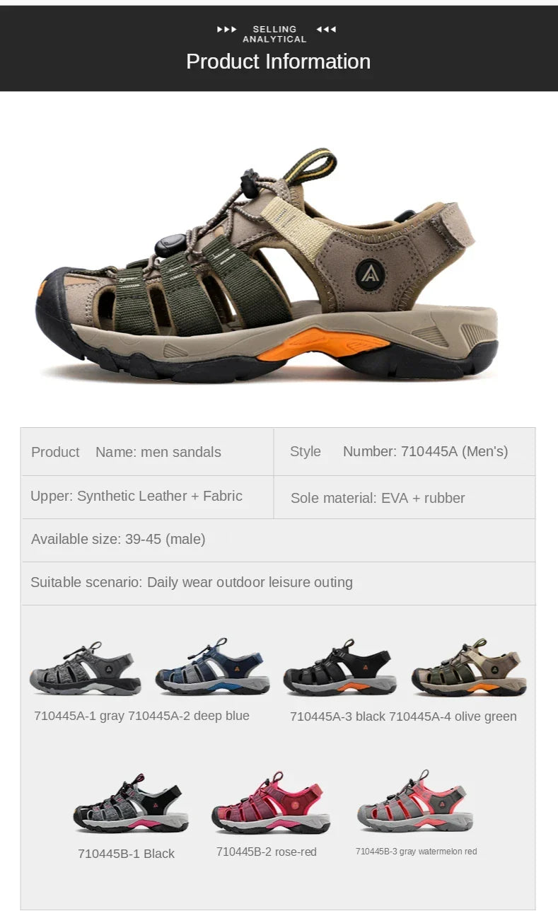 Summer Outdoor Sandals for Men Breathable Hiking Shoes Water Beach Mens Sandals Camping Climbing Aqua Sneaker