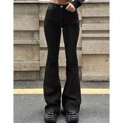 High Waist Flared Jeans Female Stretchy Bootcut Denim Pants