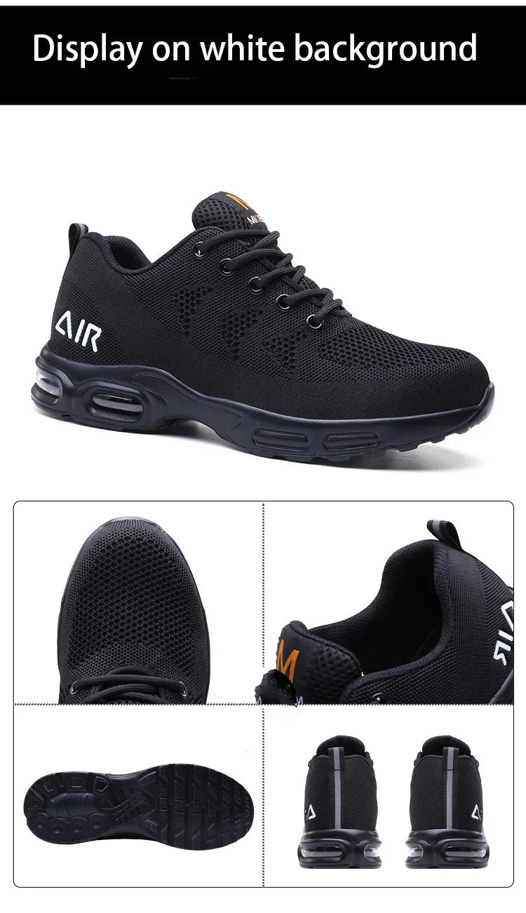 Safety Footwear Men Work Boots Lightweight Air Cushion Sneakers Puncture-Proof Work Shoes Indestructible Male Steel Toe Shoes
