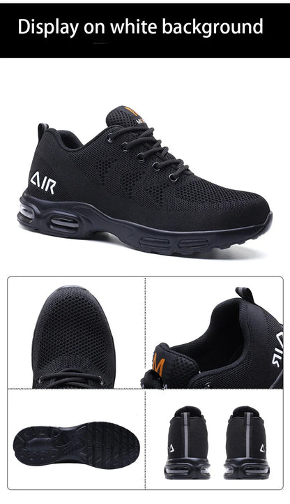Safety Footwear Men Work Boots Lightweight Air Cushion Sneakers Puncture-Proof Work Shoes Indestructible Male Steel Toe Shoes