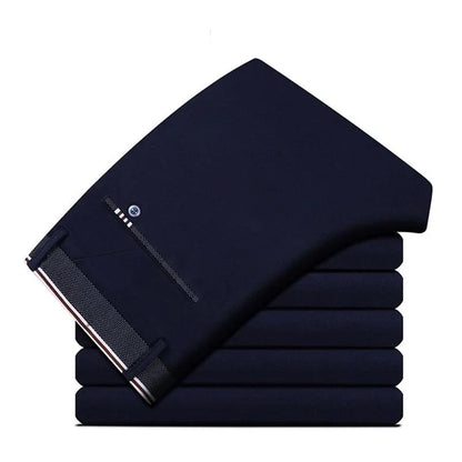 Men's Summer Fashion Business Casual Long Pants Suit Pants Male Elastic Straight Formal Brand Trousers Plus Big Size 28-40