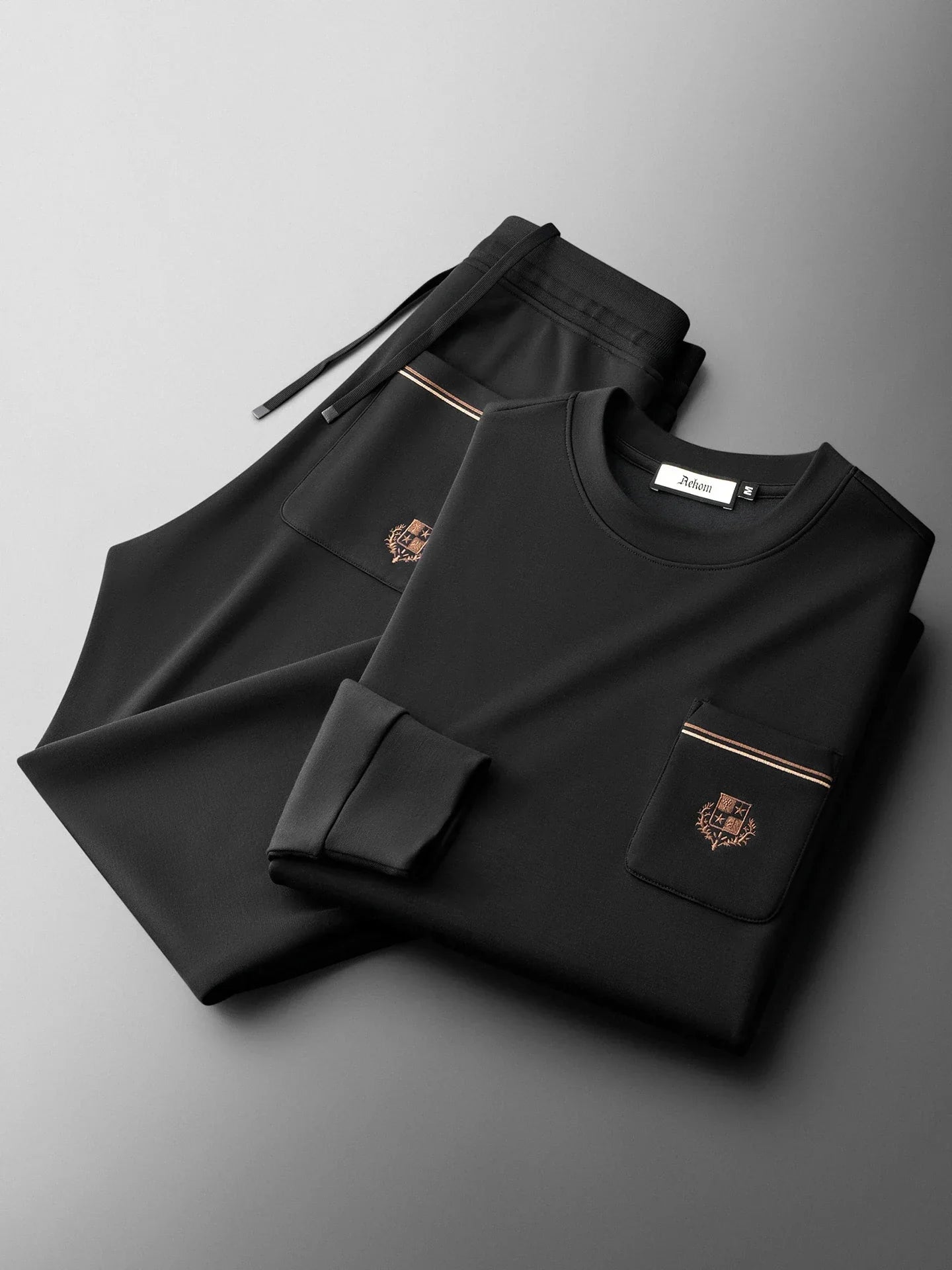 Autumn Light Luxury Italian Old Money Style Two-piece comfortable air-layer cotton men's sweatshirt casual sportswear set