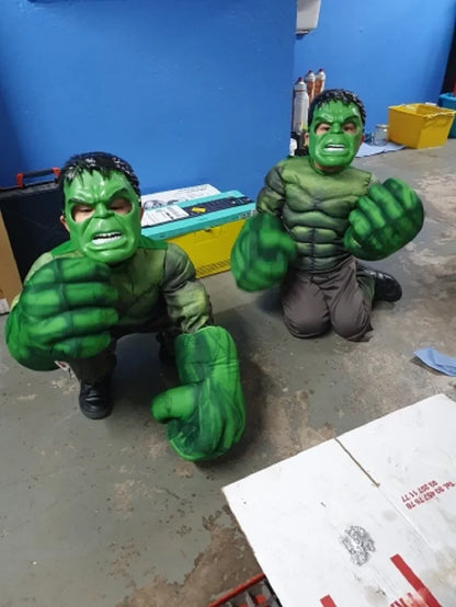 New Boys Hulk Costume Superhero Hulk Cosplay Muscle Jumpsuit Gloves Suit Girls Halloween Carnival Party Costumes