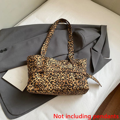 Casual Large-Capacity Leopard Print Women's Bag New Lightweight Versatile Shoulder Bag Relaxed Commuting Tote Bag