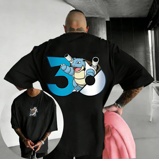 2026 30th Anniversary Blastoise Printed Cotton T-shirt Summer New Men's and Women's Loose Casual Hip Hop Trendy Short Sleeve Top