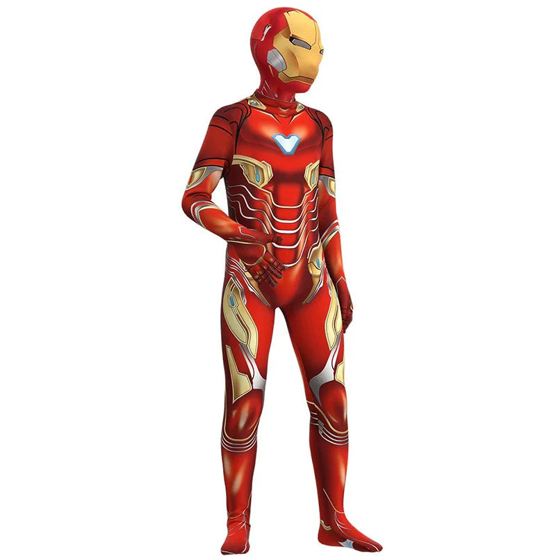 Iron Jumpsuit Cosplay Costume Superhero Adult Bodysuit Tights Stage Show Clothes Halloween Party Dress Boys