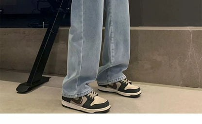 Thiened Fce Dstring Jeans Women's Winter New Sle Warm Straight Leg Loose Wide Leg High Waist Jeans Cotton Stretch D...