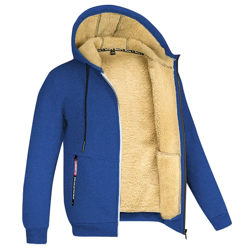 Men's Heavyweight Sherpa Fleece Lined Jackets Coats Windproof Zip Up Hoodie Winter Warm Hooded Sweatshirt Outerwear Outfits Tops