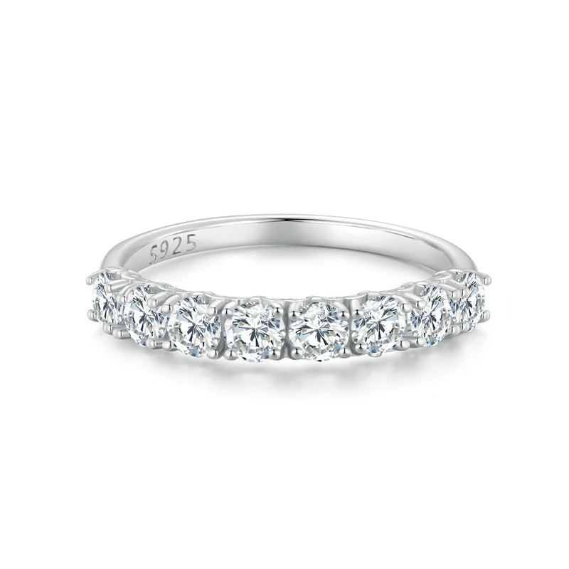 Moissanite Ring Lace Band 925 Sterling Silver Half Eternity Stackable Ring D Color for Women Engagement Retro Gift