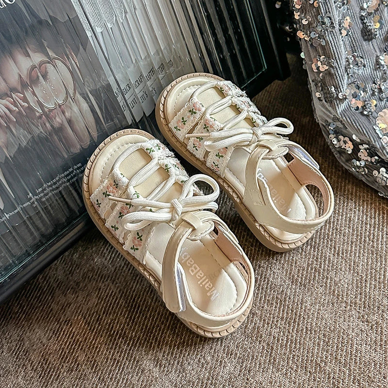 Baby Girls Hot Sale Summer Princess Fashionable Embroidery Soft Hollow Sandals Kid Elegant School Lightweight Cute Walking Shoes