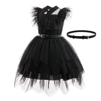 Weirdo Family Costume with Belt Halloween Role Play Gothic Cosplay Apparel The Day Begin with W Birthday Party Ball Gown Dresses