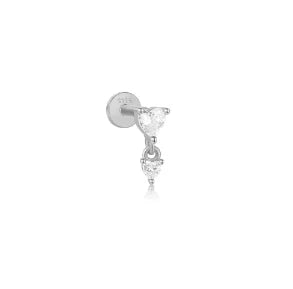 1PC 925 Sterling Silver Crown Horse Eye Zircon Heart Flat Head Cartilage Piercing Stud Earring For Women Claasic Earring