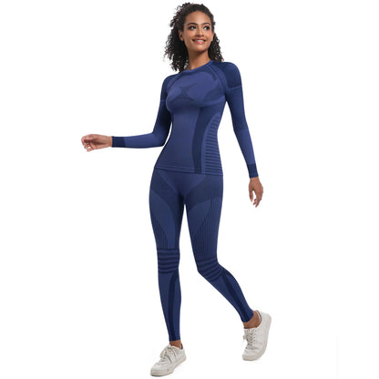 Women Skiwear Set Yoga Set Skiing Underwear Fitness Workout Thermal Gym Ski Snowboarding Running Yoga Exercise Suit Long Johns