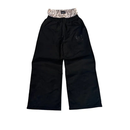 Y2K Retro Sweatpants Double Waisted Embroidered Camouflage Pattern Wide Leg Pants Men Trend Casual Streetwear Unisex Baggy Pants