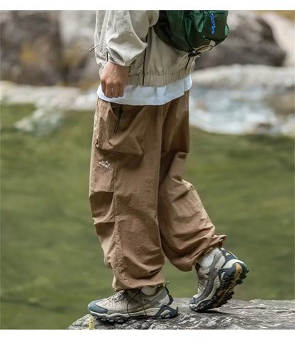 Vintage Baggy Hiking Cargo Pants Men Waterproof Casual Sport Jogging Sping Summer Parachute Pants Outdoor Wide Leg Trousers
