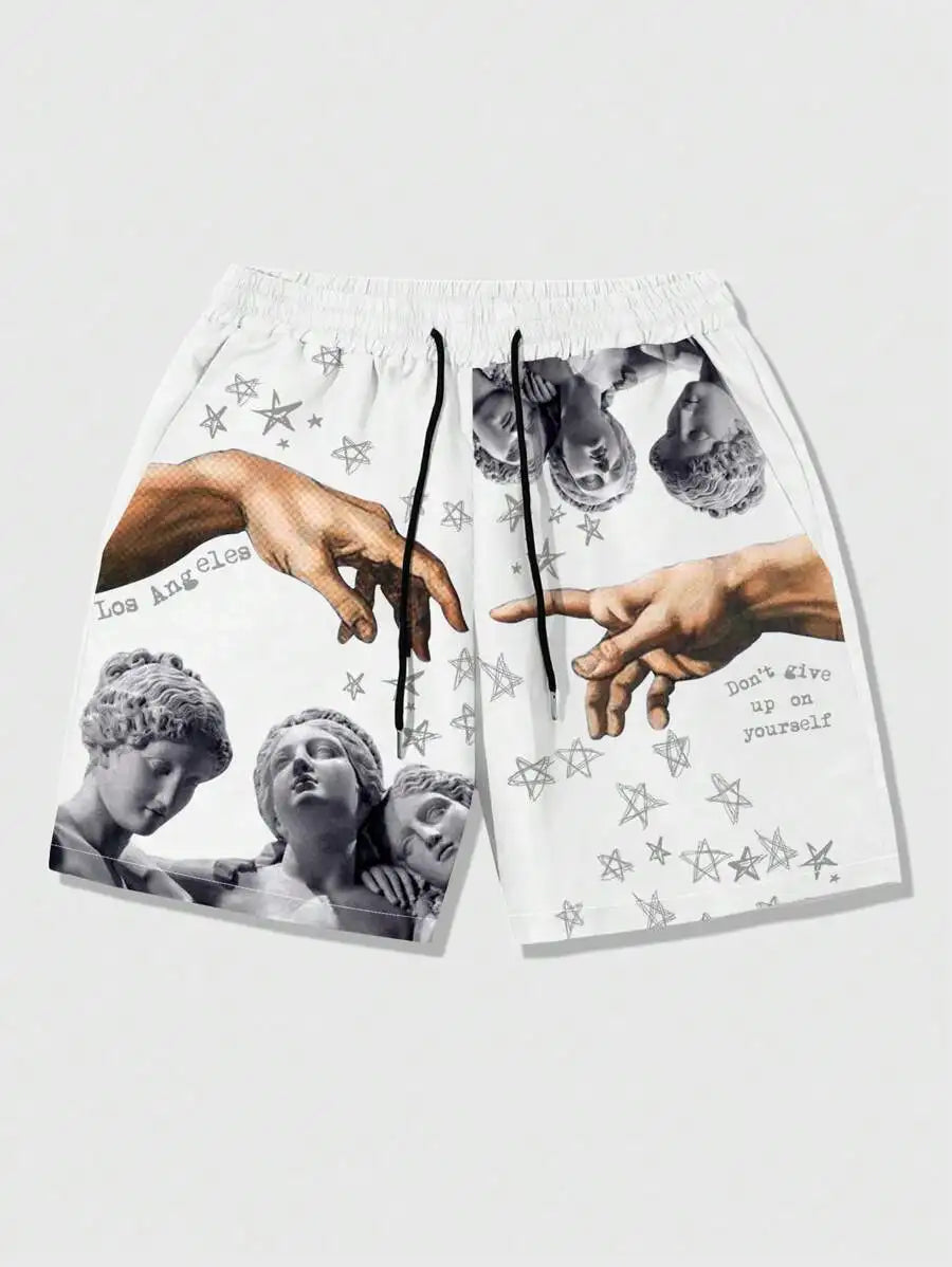 Men's Summer Shorts Loose Luxury Shorts 3D Printing Casual Sculpture Print