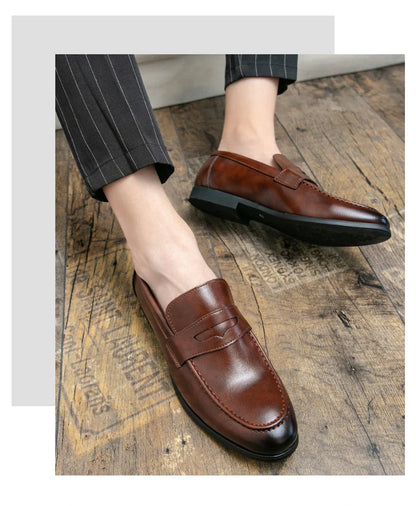 Men Casual Leather Shoes Dress Leather Loafers Men Classic Casual Business Shoes Trend Formal Party Social Leather Shoes Male