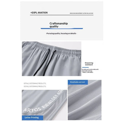 Men's Ice Silk Pants, Summer Thin Mesh Breathable Sports Loose Casual Long Pants, Cool Touch, Mosquito Proof Pants