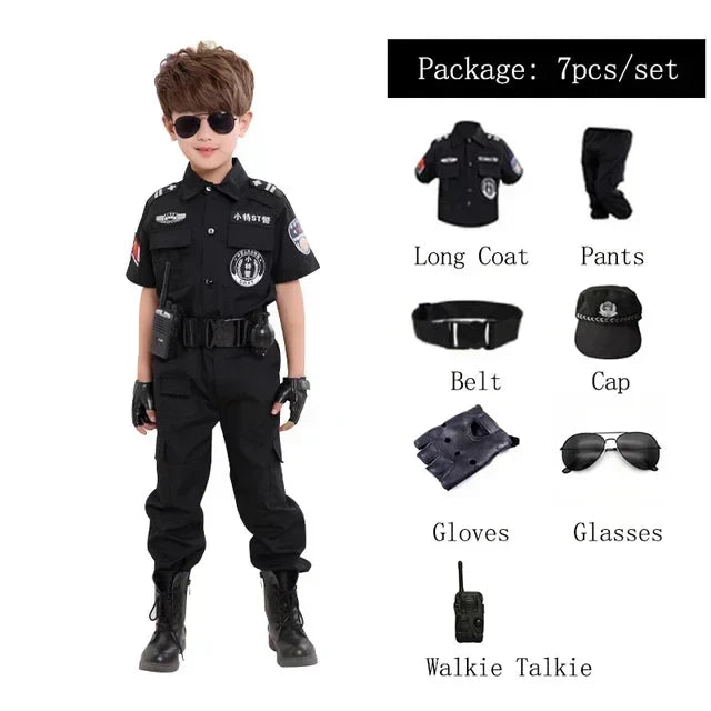 Nieuwe Kinderen Jongens Meisjes Grappige Politieagent Kostuums Kinderen Politie Uniform Cosplay Kleding Pak Halloween Party