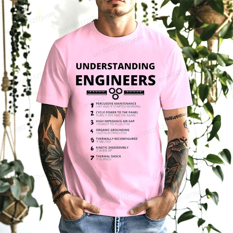 Understanding Engineers Funny Sarcastic T Shirt Men Casual Short Sleeve Graphic Tees T-Shirts Engineering Humor Streetwear Gift